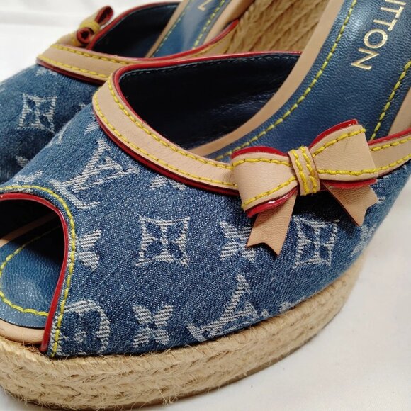 Louis Vuitton Sandals Women Blue Cotton 499-071425 - Picture 6 of 9
